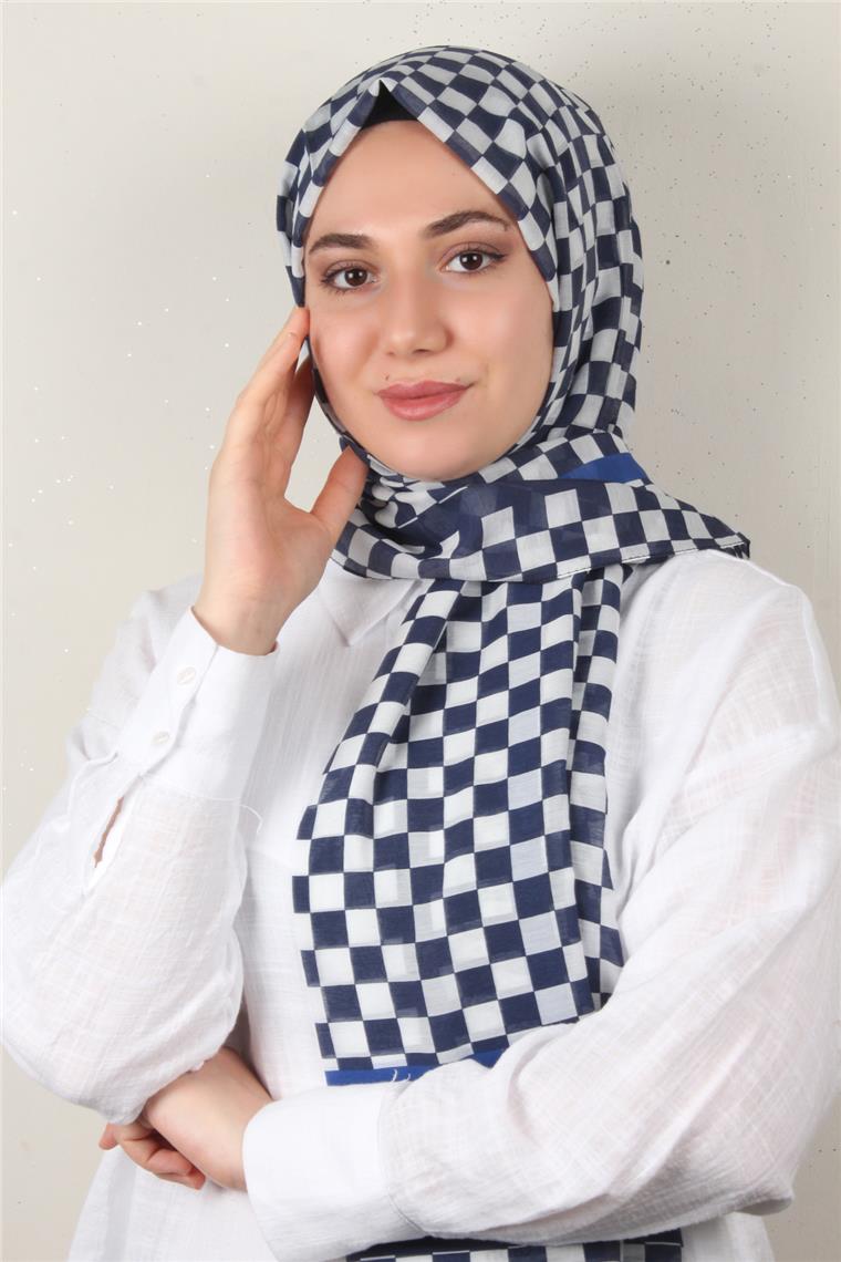 Cotton & Silk Şal 3641-10 Lacivert