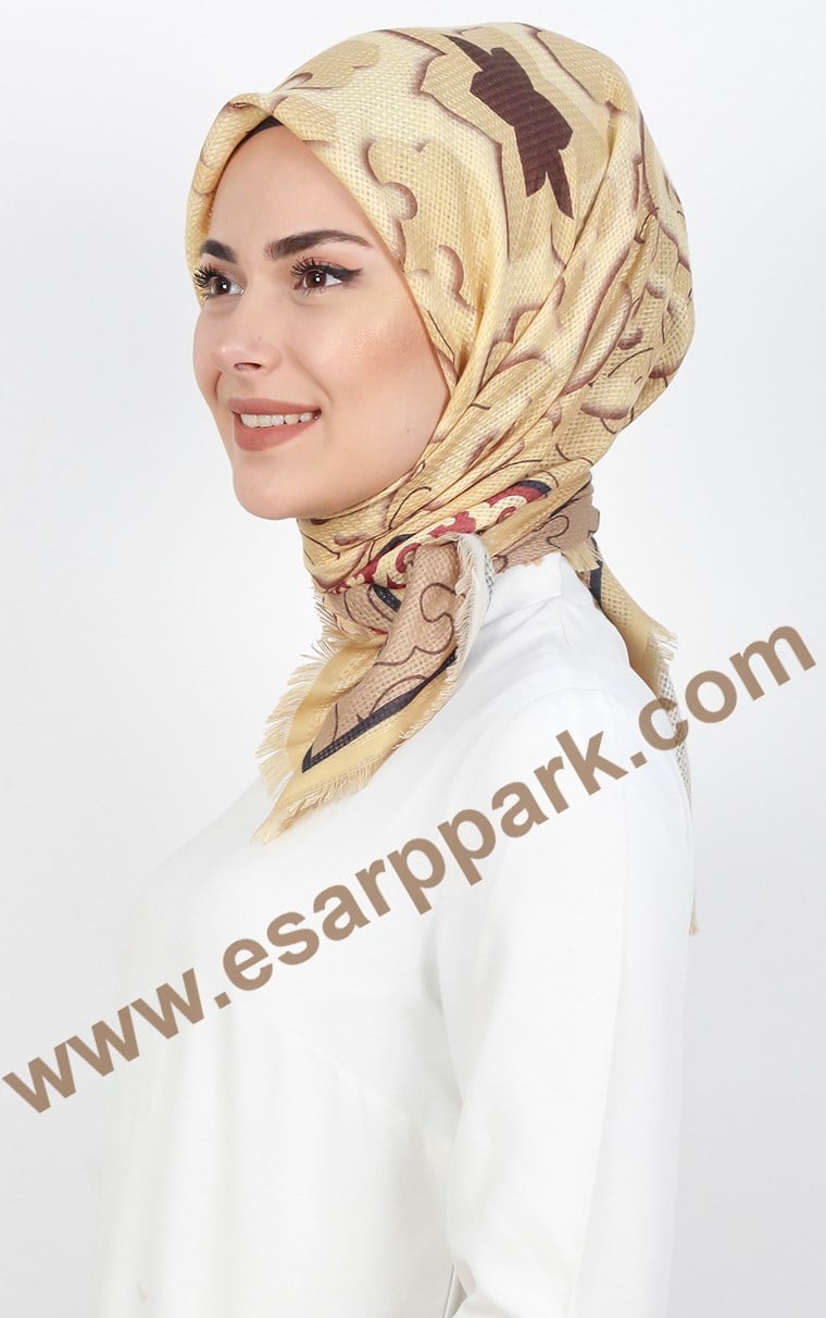 Desenli Fileli Coton Eşarp 1712-1