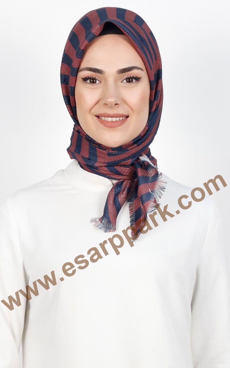 Desenli Fileli Coton Eşarp 1712-4