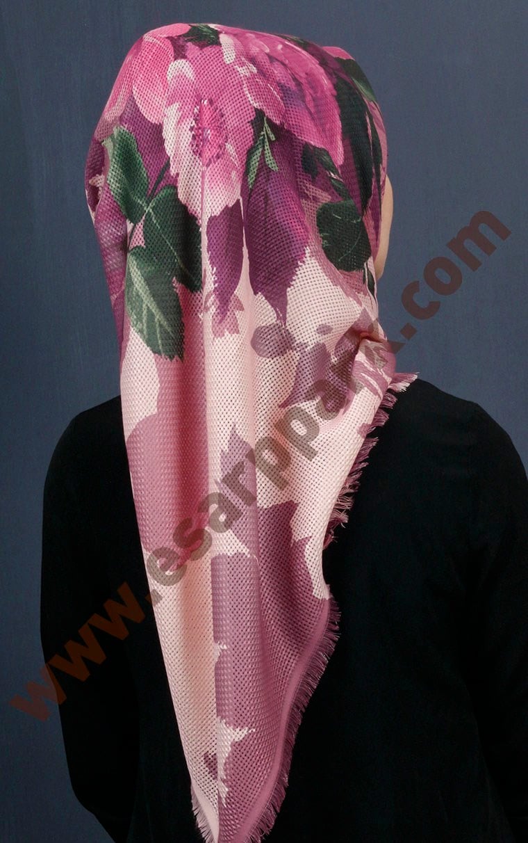 Desenli Fileli Coton Eşarp 1713-6