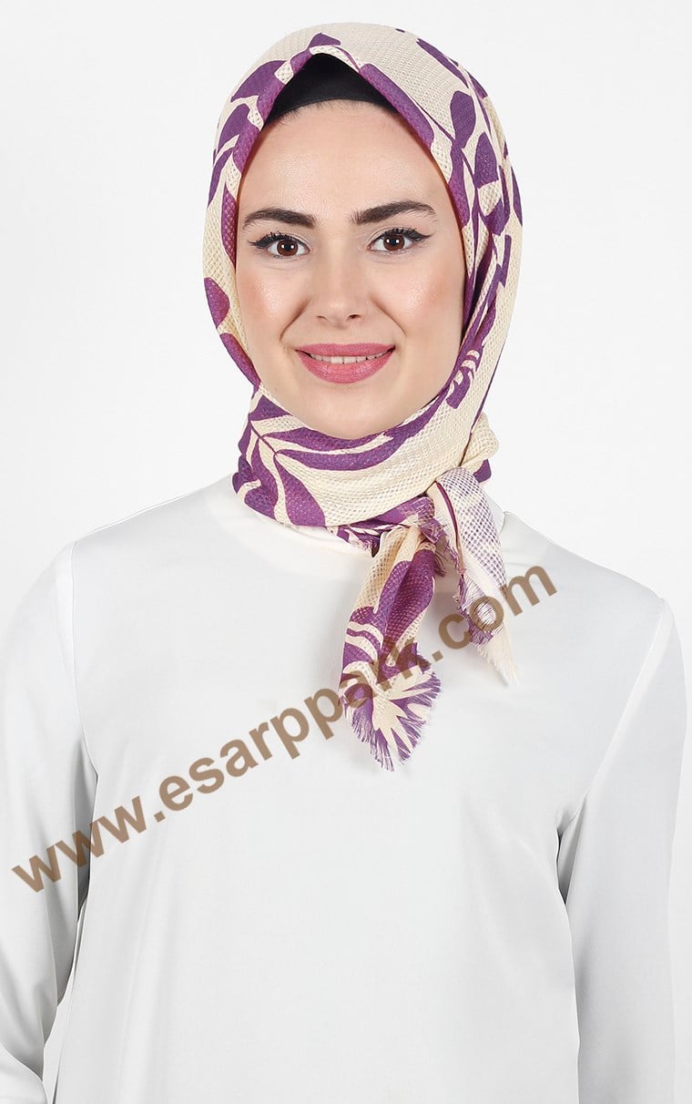 Desenli Fileli Coton Eşarp 1713-8