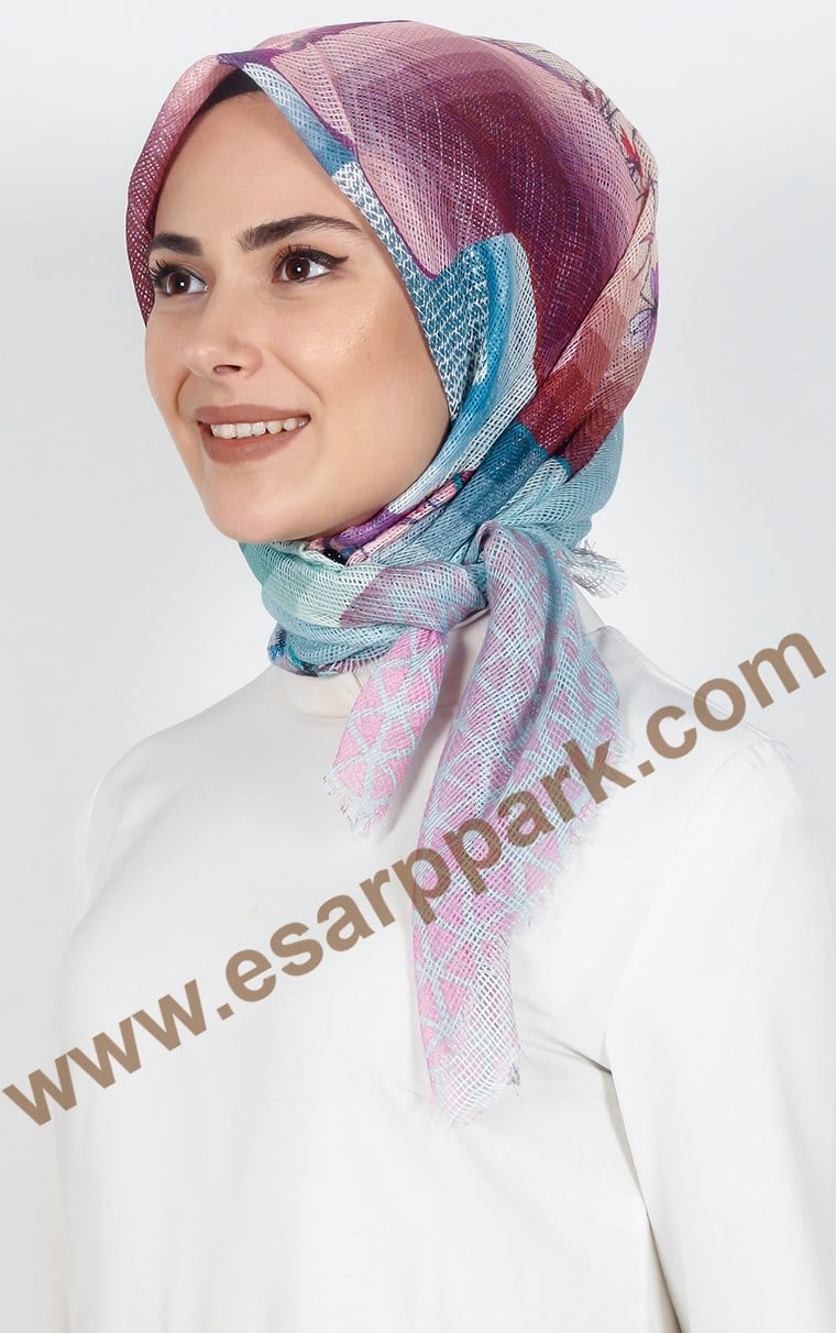 Desenli Fileli Coton Eşarp 1715-1