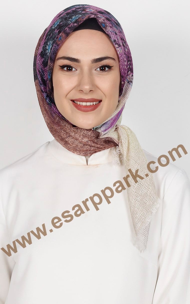 Desenli Fileli Coton Eşarp 1715-15