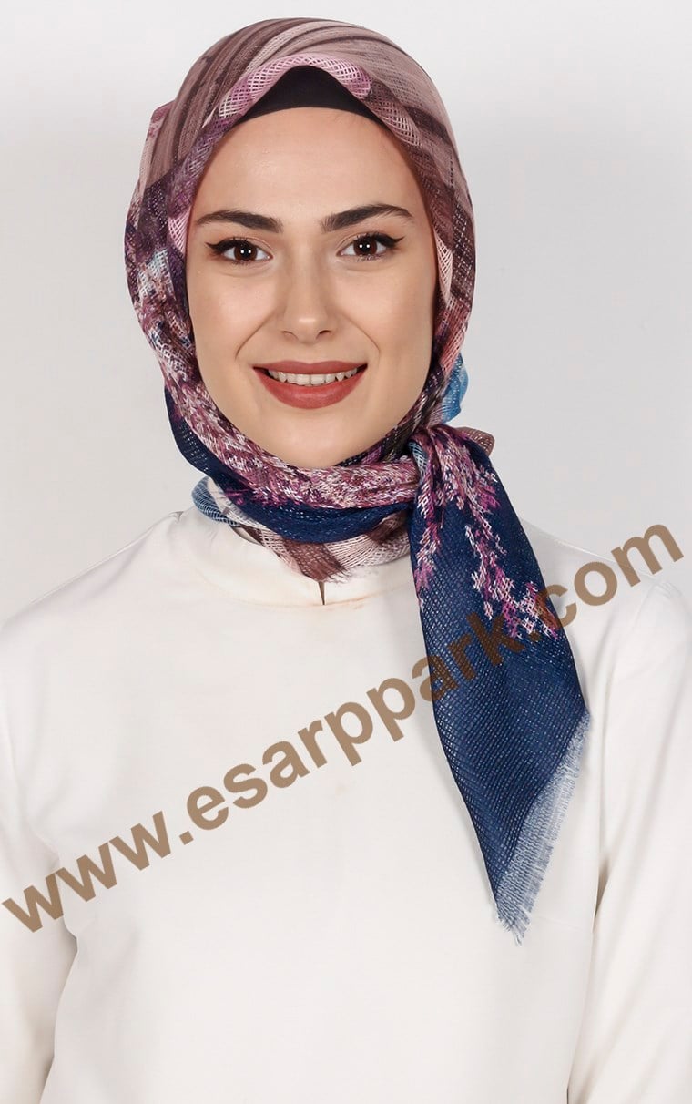 Desenli Fileli Coton Eşarp 1715-21