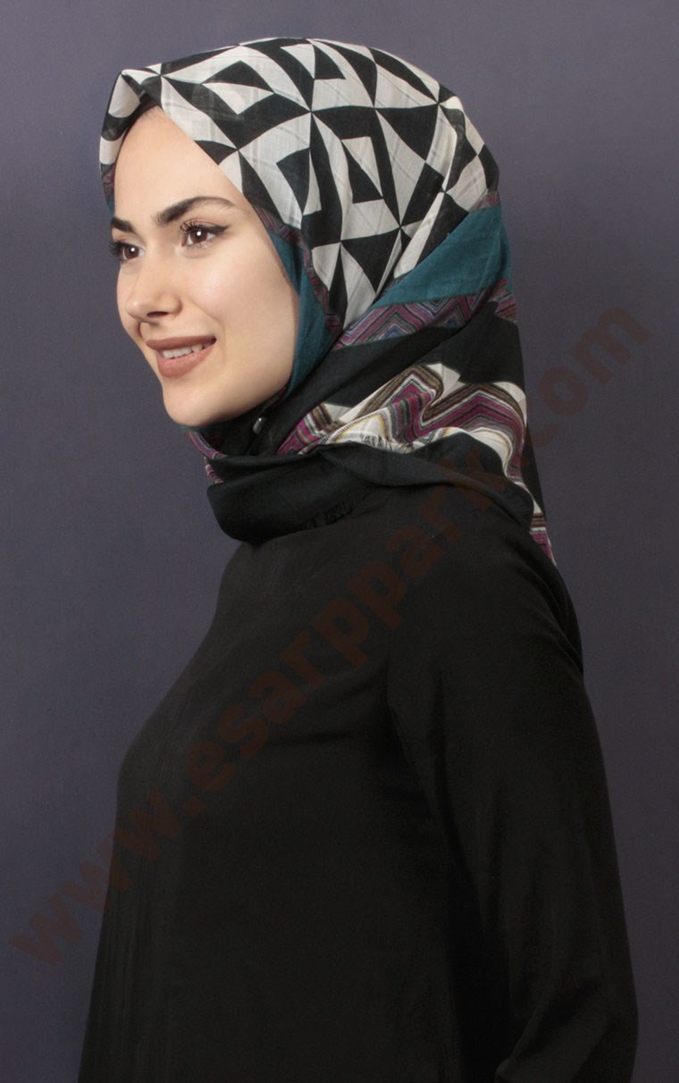 Desenli Fileli Coton Eşarp 1732-1