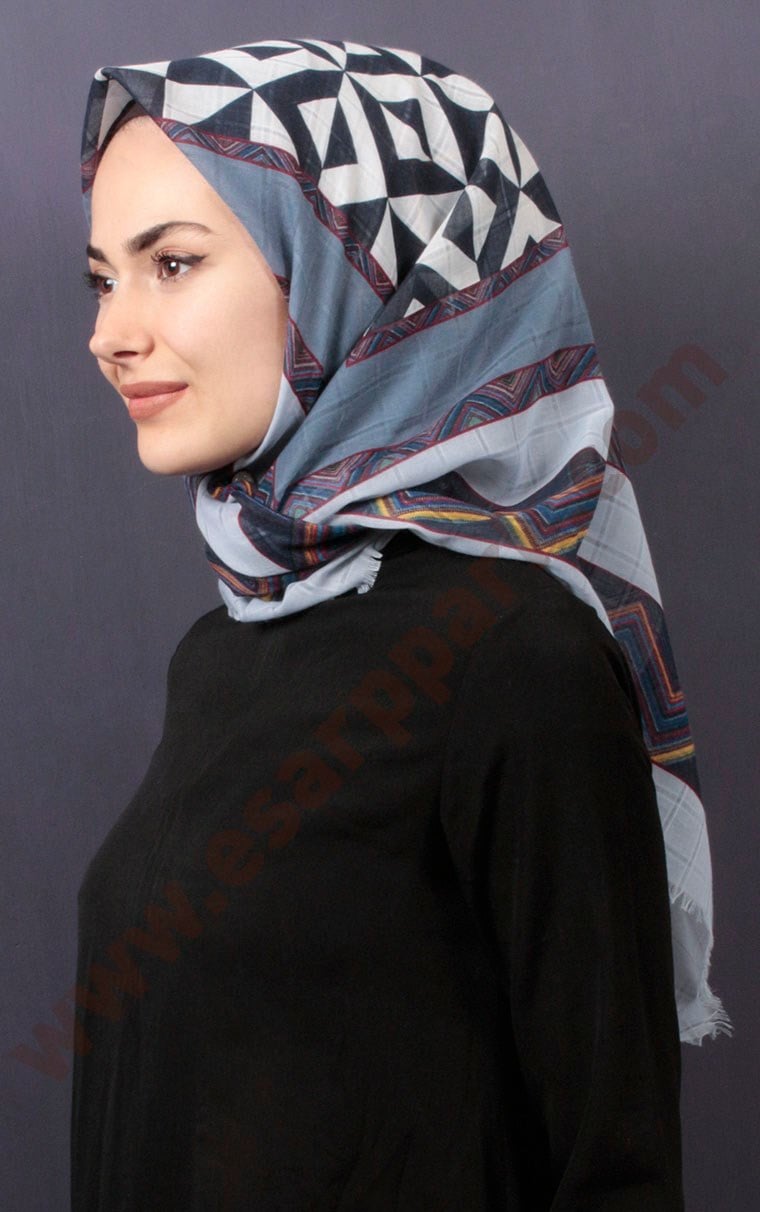 Desenli Fileli Coton Eşarp 1732-2