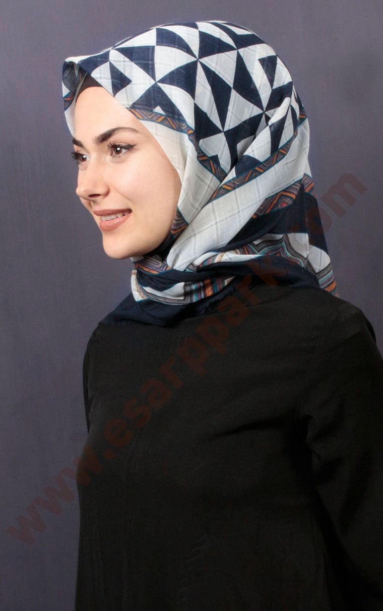 Desenli Fileli Coton Eşarp 1732-7