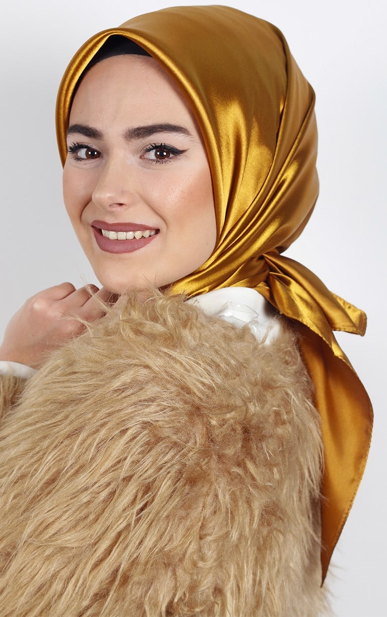Düz Renk Saten Eşarp 1041-42