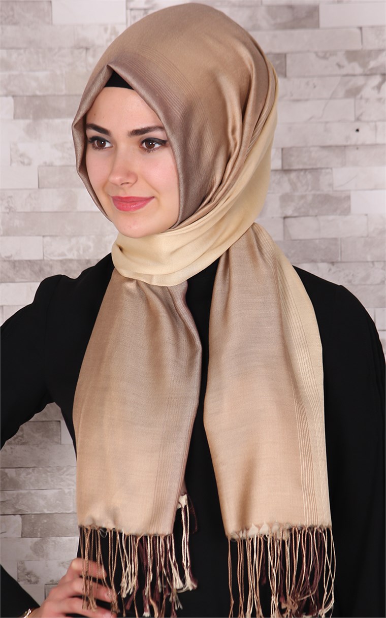 500-0010-10 ÇİFT YÖNLÜ İPEKSİ ŞAL KAHVE