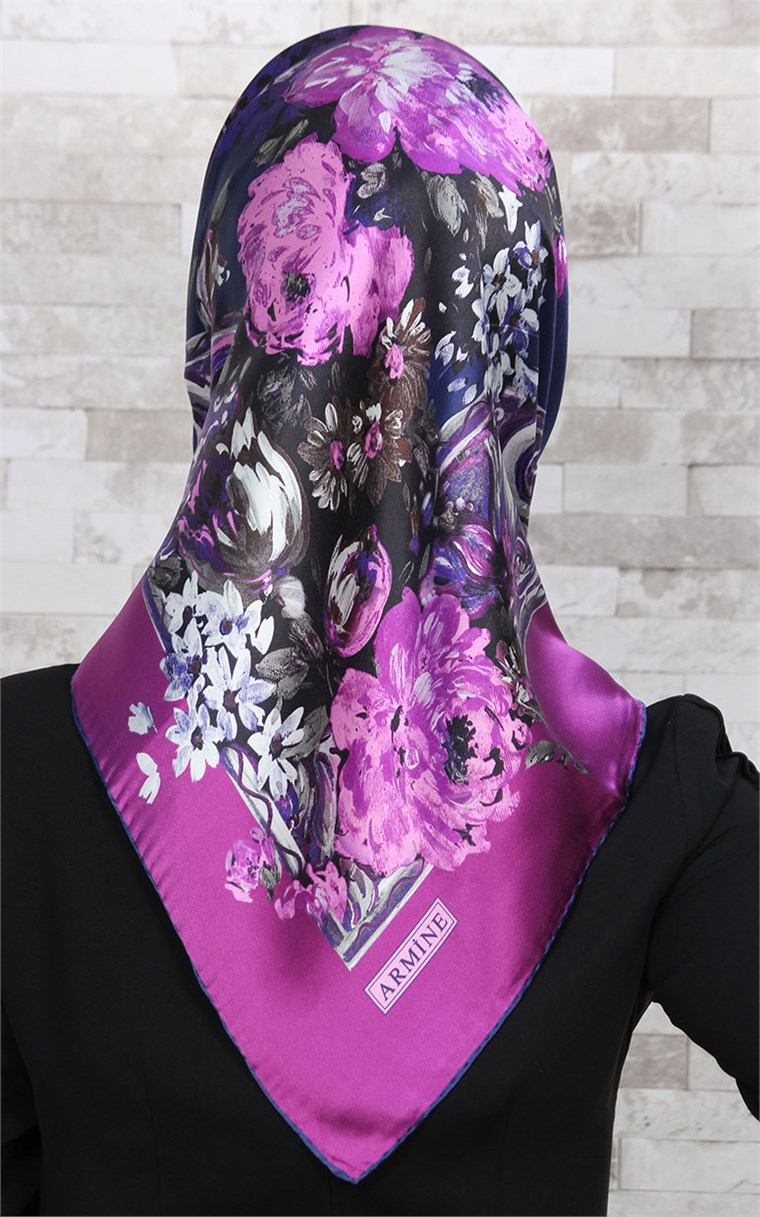 3865-31 ARMİNE İPEK LACİVERT MOR