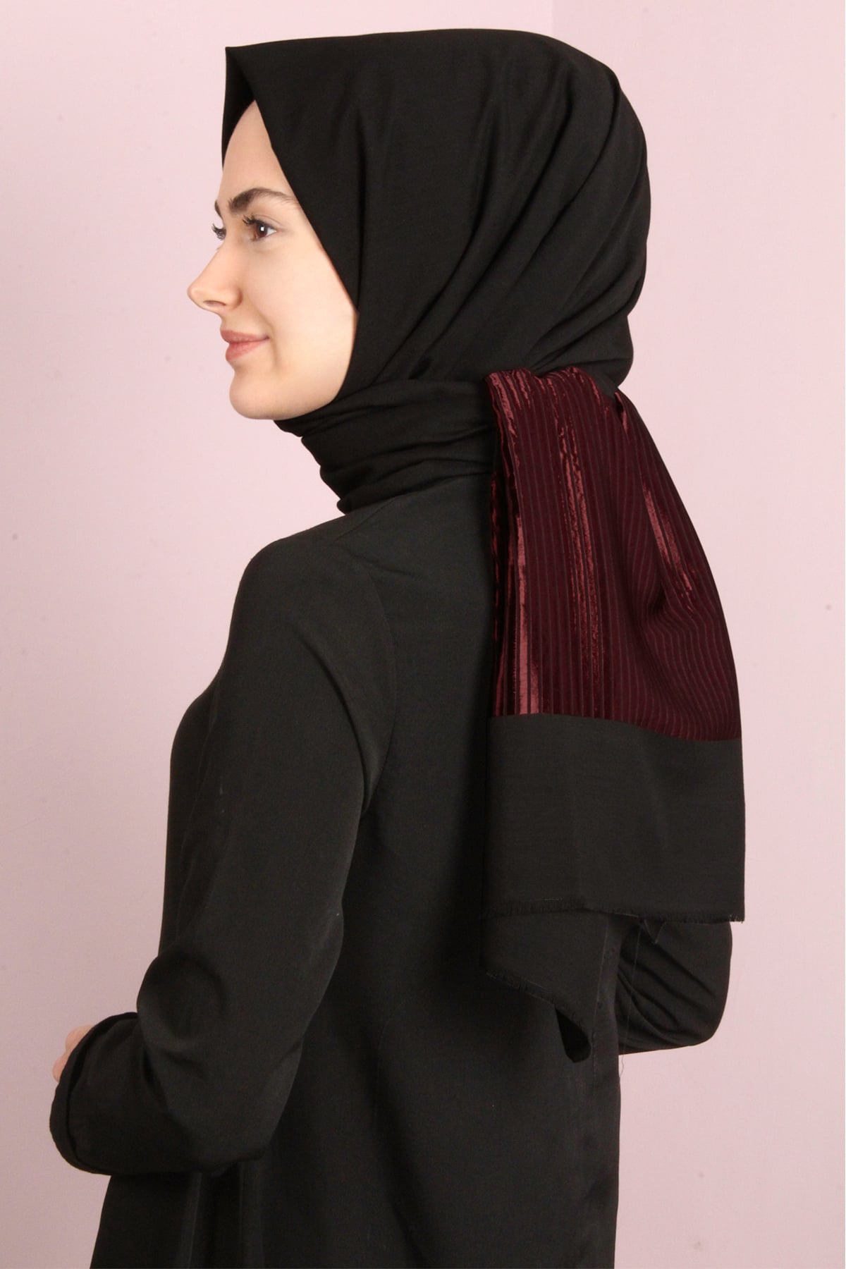 Elegance Şal 2802-6 Siyah-Bordo