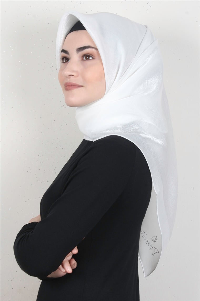 Elizya Simli Eşarp 4009-3 Beyaz
