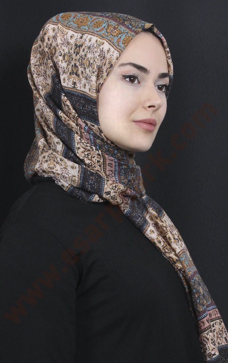 Etnik Desen Fileli Şal 1225-3
