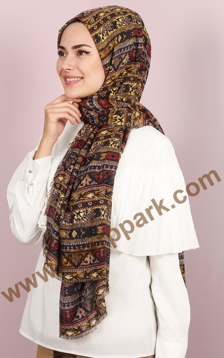 Etnik Desen Fileli Şal 1225-32