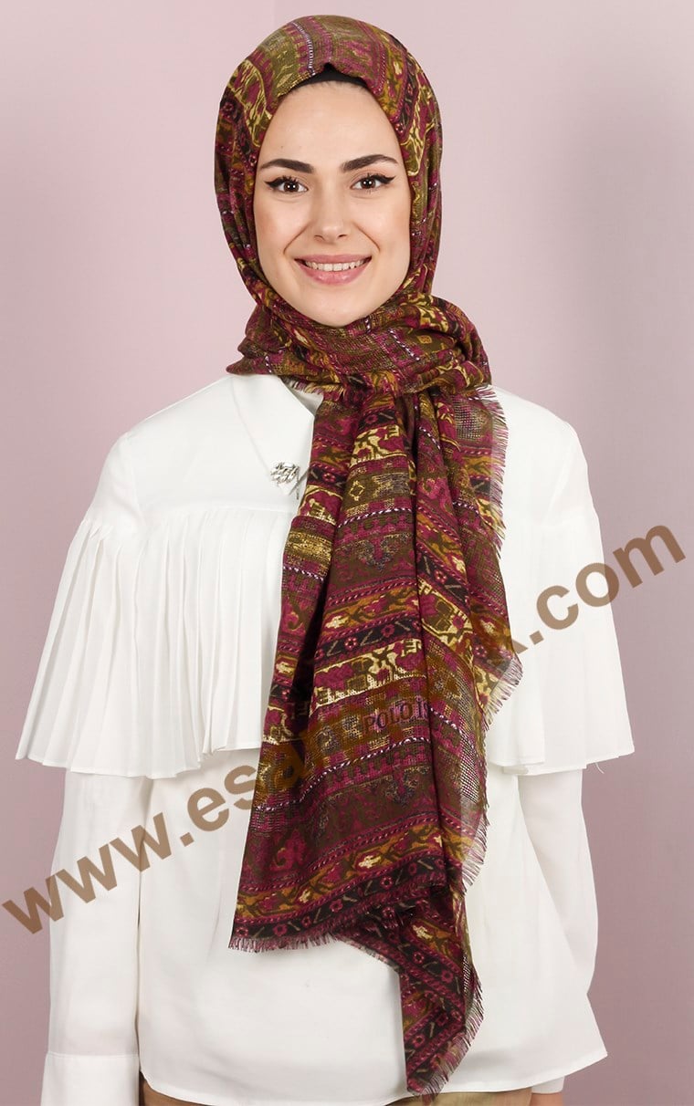 Etnik Desen Fileli Şal 1225-40