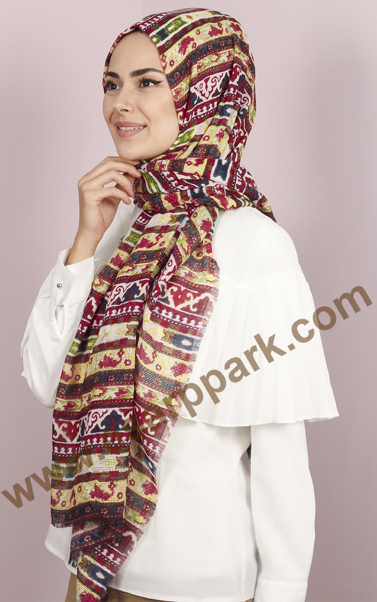 Etnik Desen Fileli Şal 1225-43