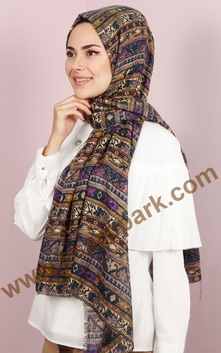 Etnik Desen Fileli Şal 1225-44