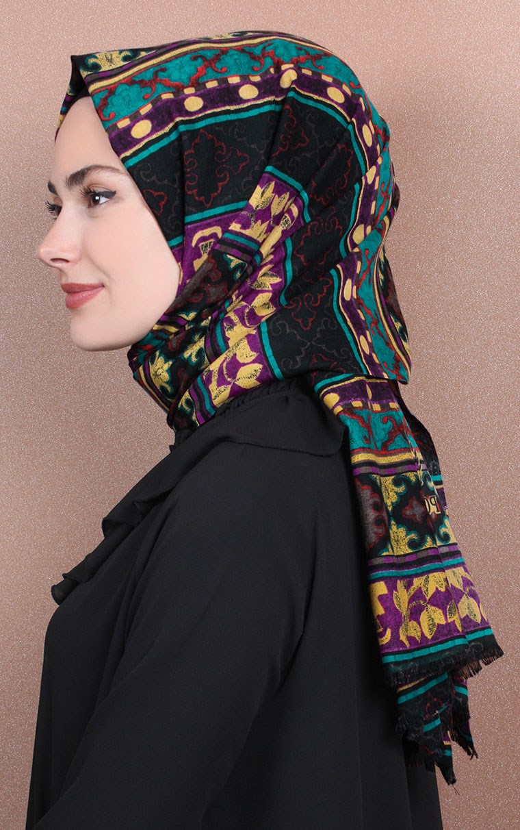 Etnik Desen Fileli Şal 1225-48