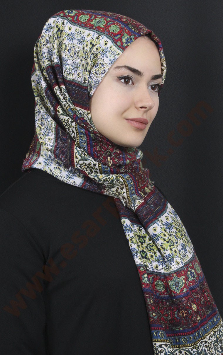 Etnik Desen Fileli Şal 1225-5