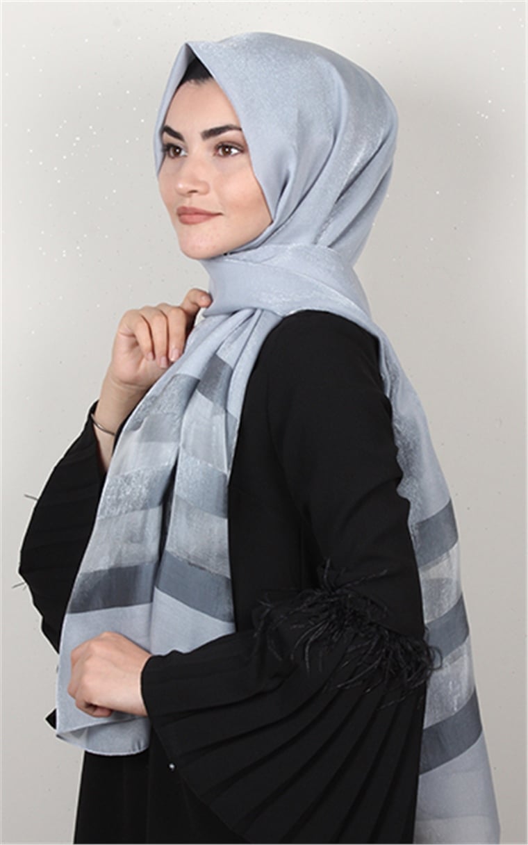 Exclusive Şal 3073-10 Gümüş - Füme