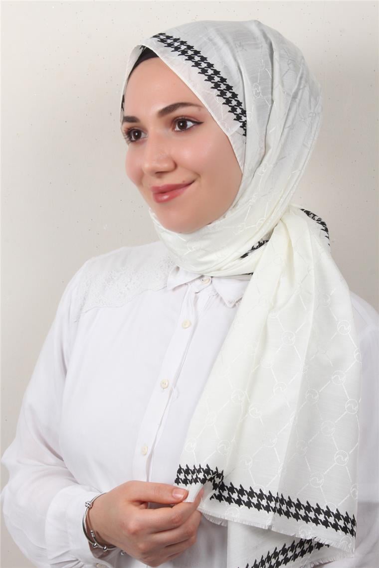 Fashion İpeksi Şal 2882-7 Kırık Beyaz