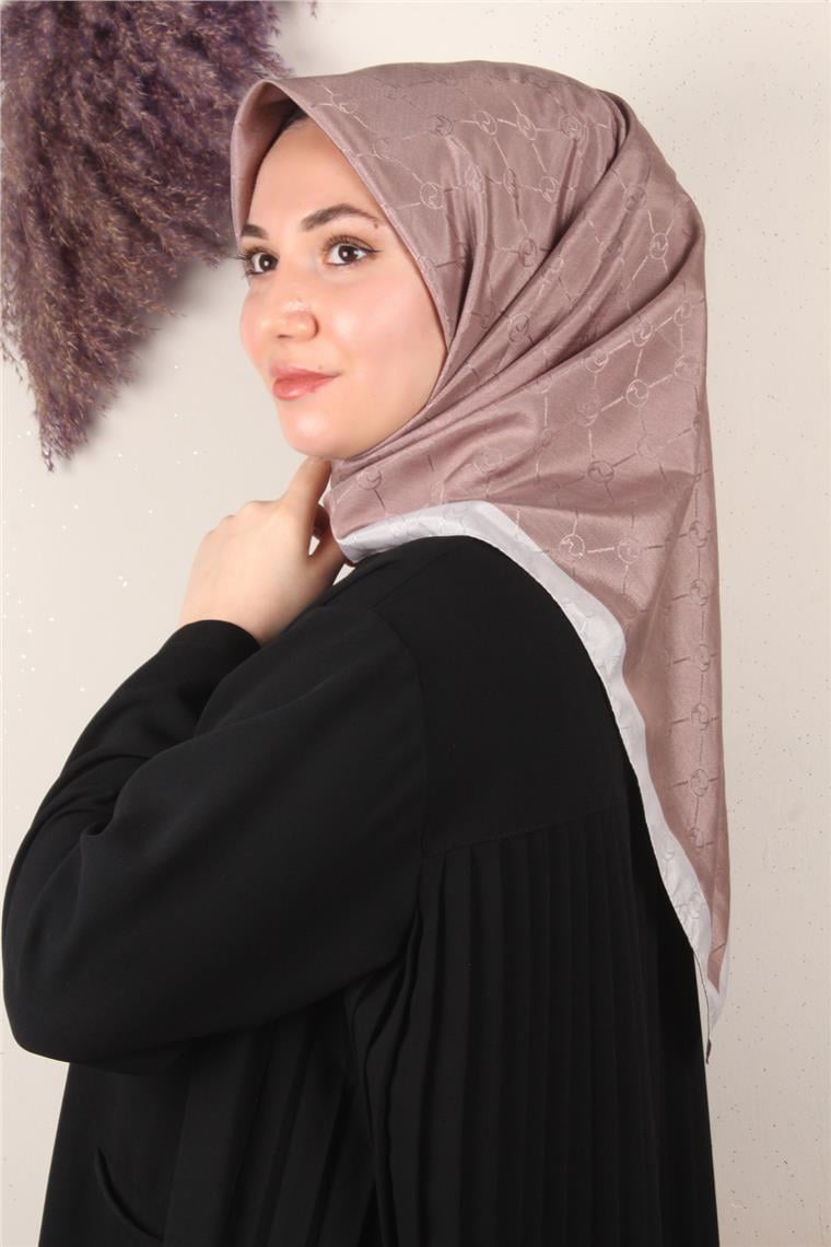 Fashion Monogram Eşarp 8089-10 Gül Kurusu