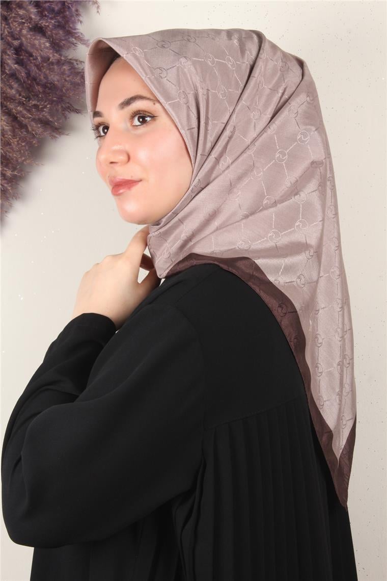 Fashion Monogram Eşarp 8089-12 Miskli Kahve