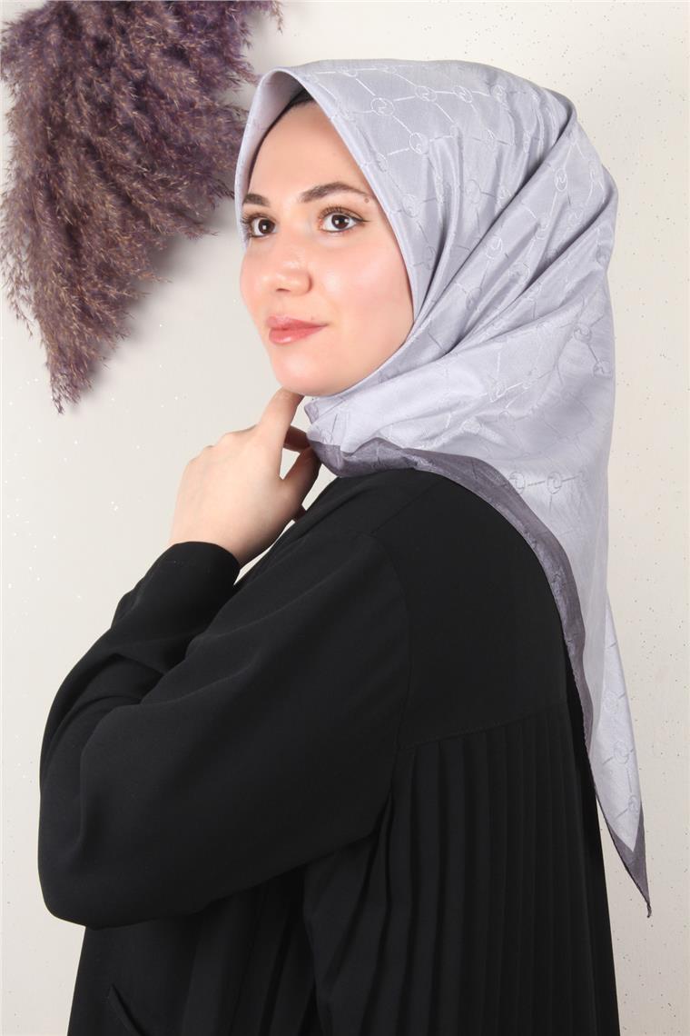 Fashion Monogram Eşarp 8089-18 Gri