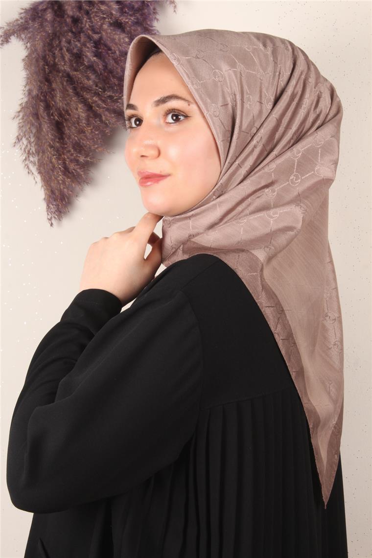 Fashion Monogram Eşarp 8089-20 Koyu Pudra