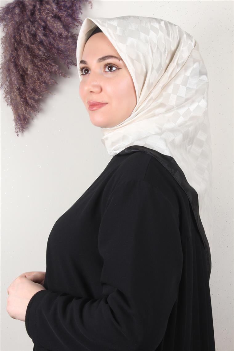 Fashion Monogram Eşarp 8090-23 Ekru