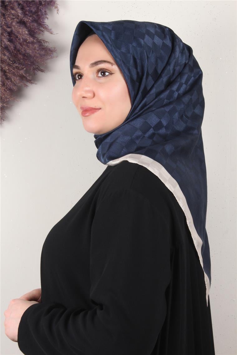 Fashion Monogram Eşarp 8090-8 Lacivert