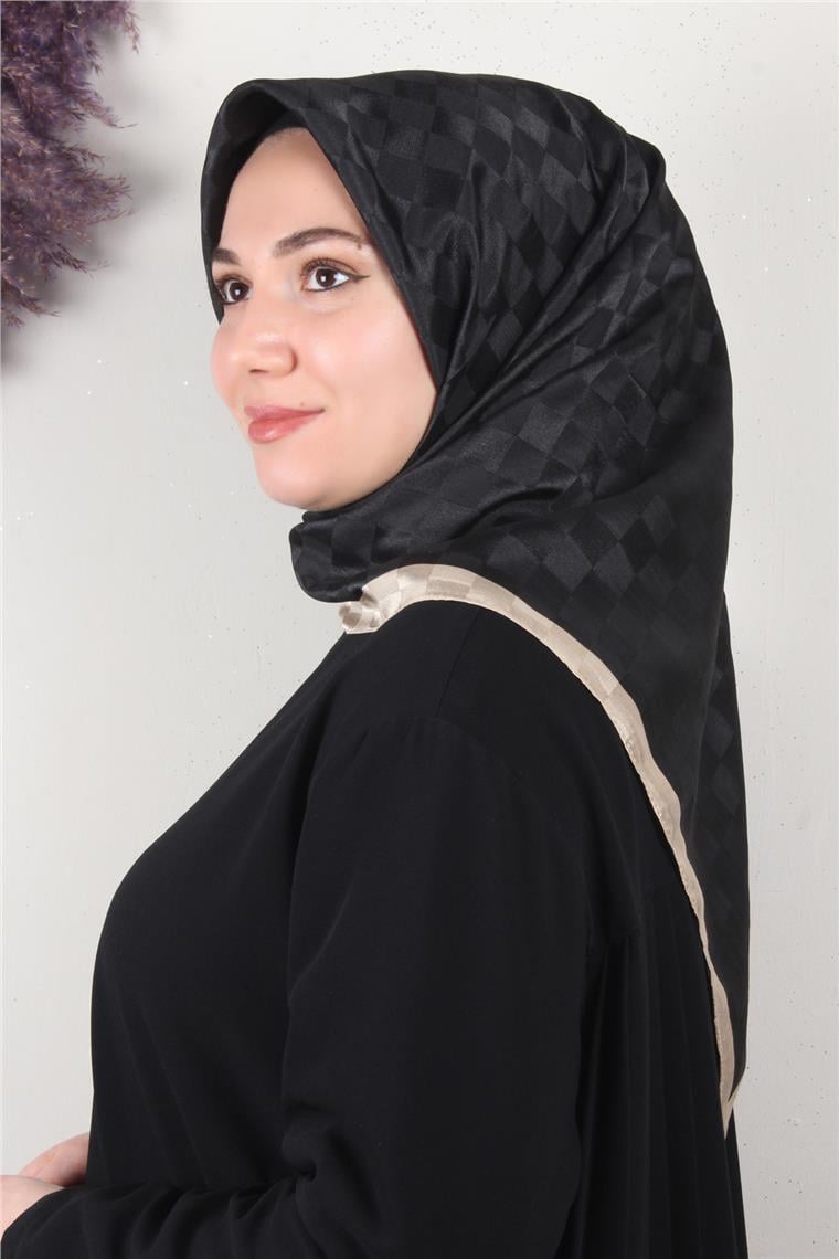 Fashion Monogram Eşarp 8090-9 Siyah