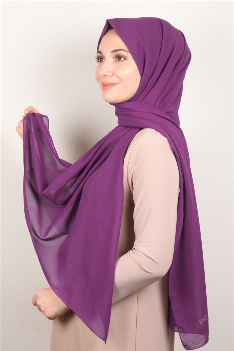 Fiesta Düz Krep Şal 2742-38 Mürdüm