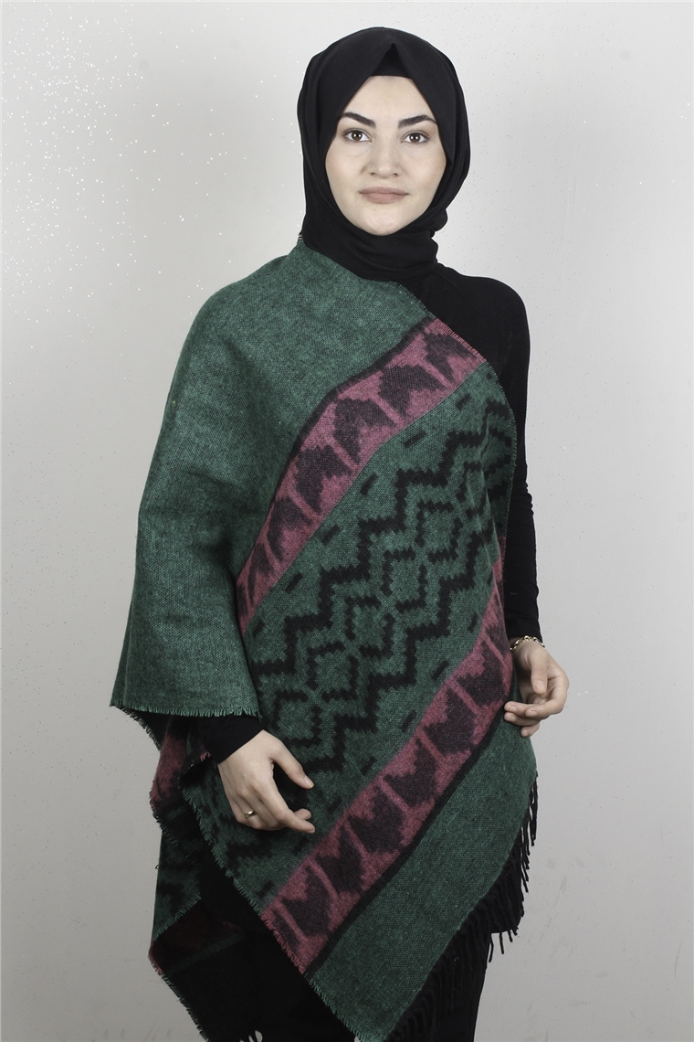 Geniş Omuz Şalı 5220-100 Yeşil
