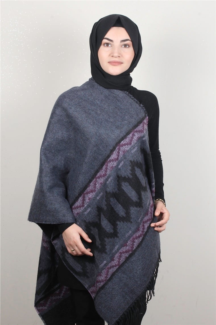 Geniş Omuz Şalı 5220-102 İndigo