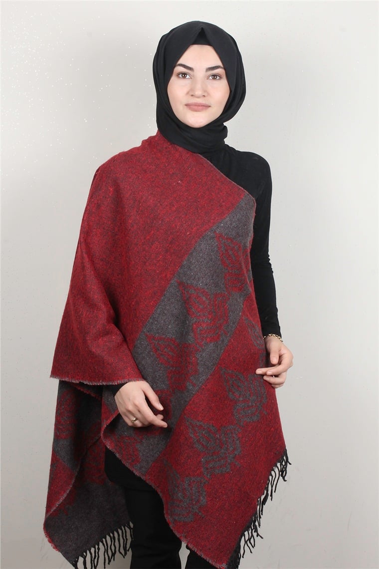 Geniş Omuz Şalı 5220-104 Kırmızı