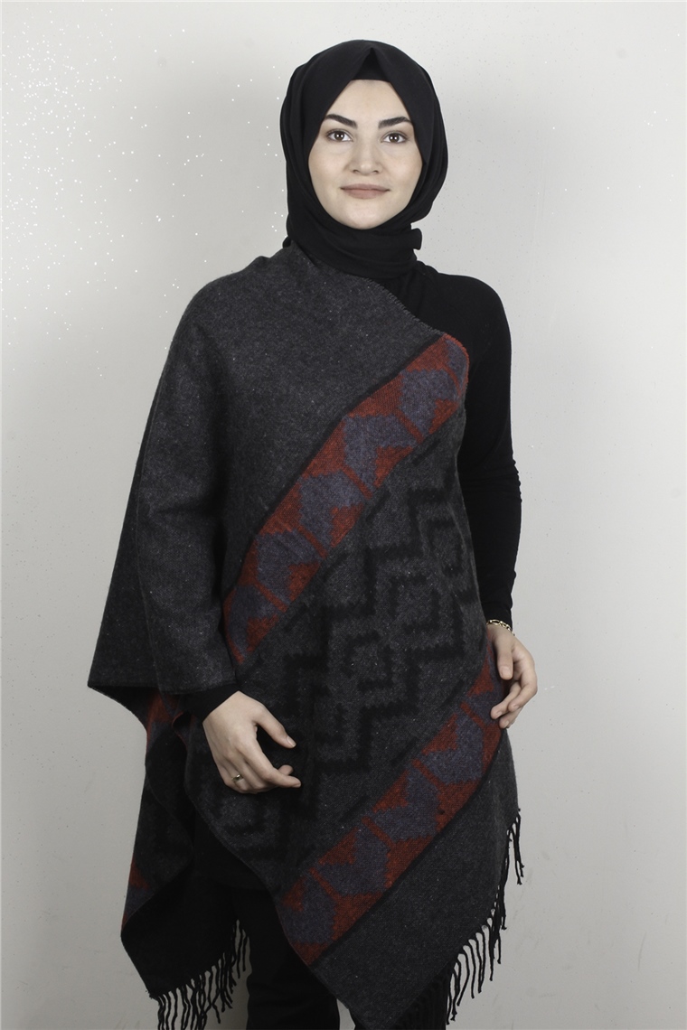 Geniş Omuz Şalı 5220-105 Füme