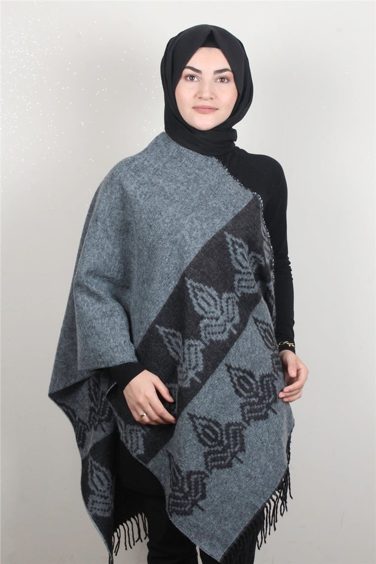 Geniş Omuz Şalı 5220-106 Buz Mavisi
