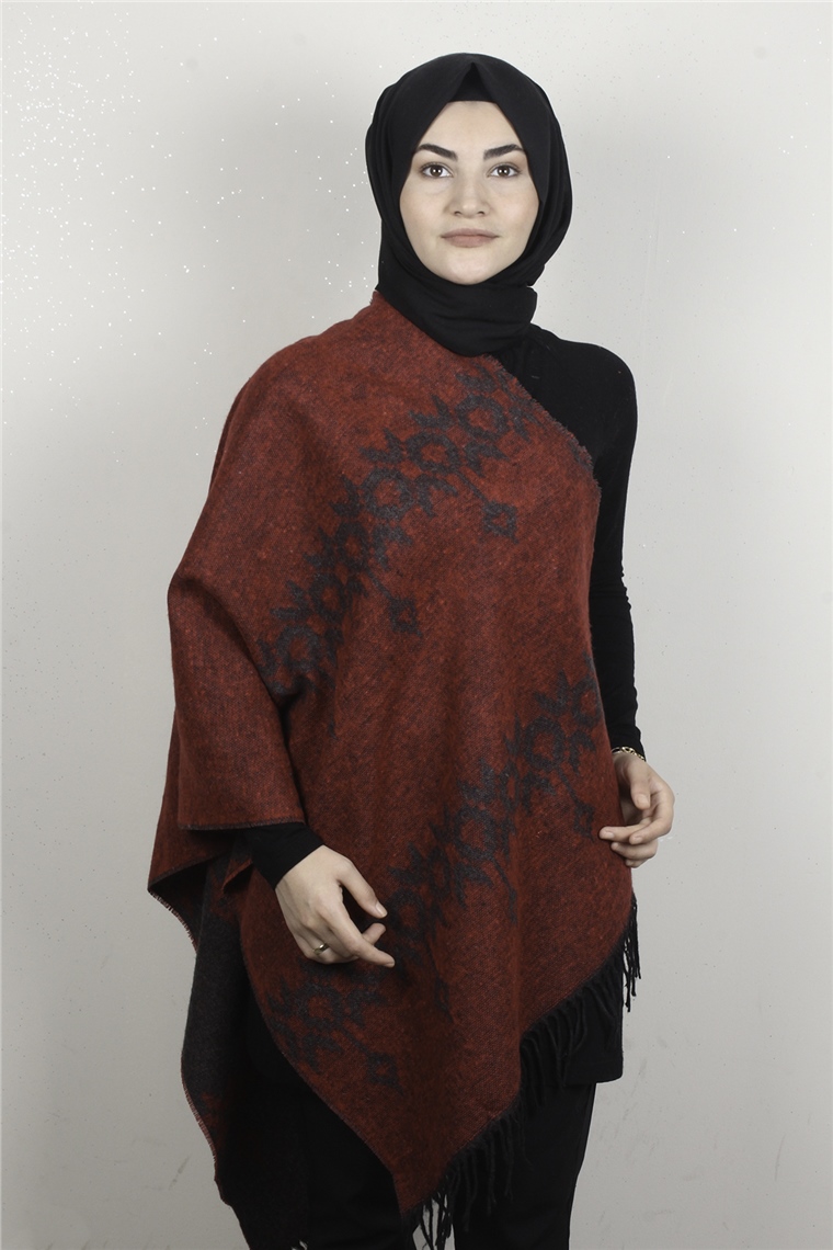 Geniş Omuz Şalı 5220-107 Kırmızı