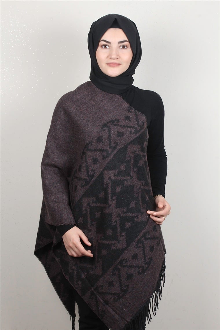 Geniş Omuz Şalı 5220-108 İncir Moru