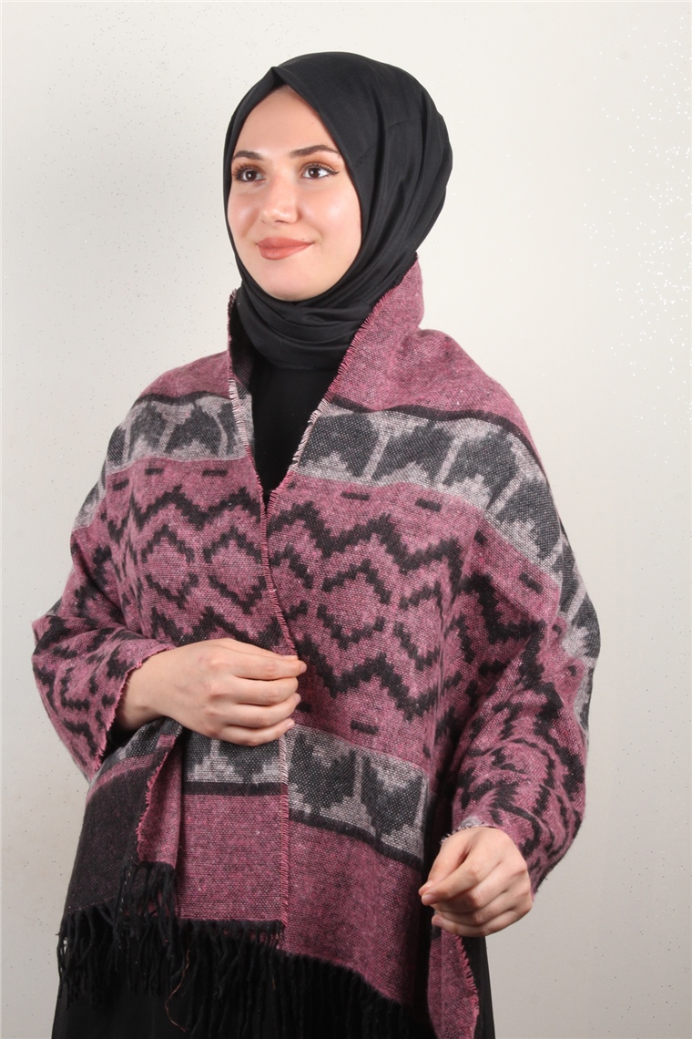 Geniş Omuz Şalı 5220-112 Pembe