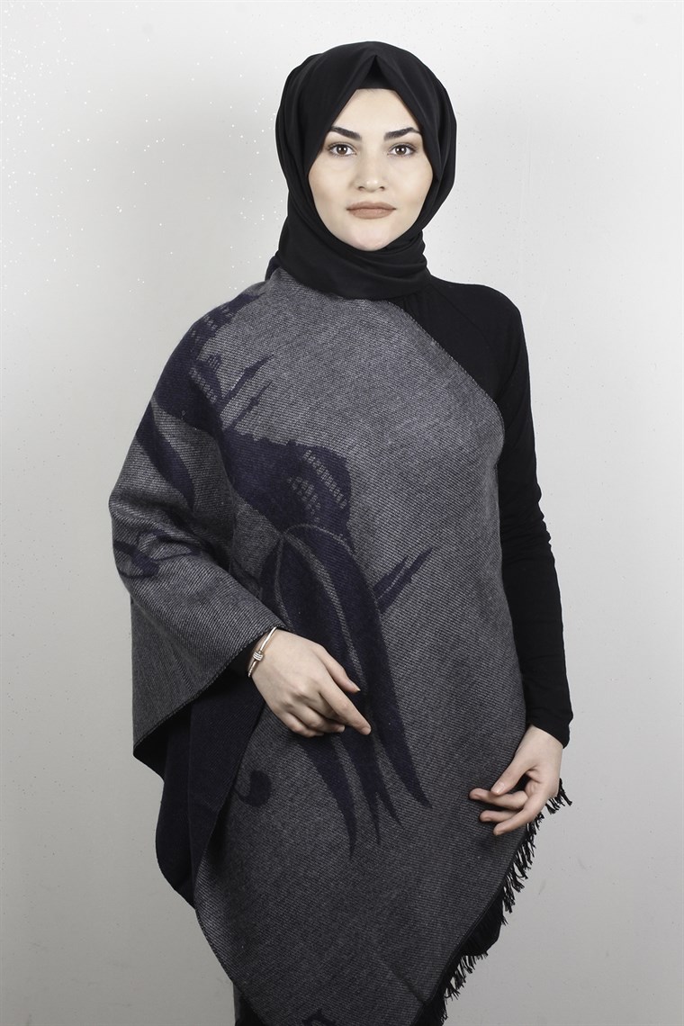 Geniş Omuz Şalı 5220-46 Füme