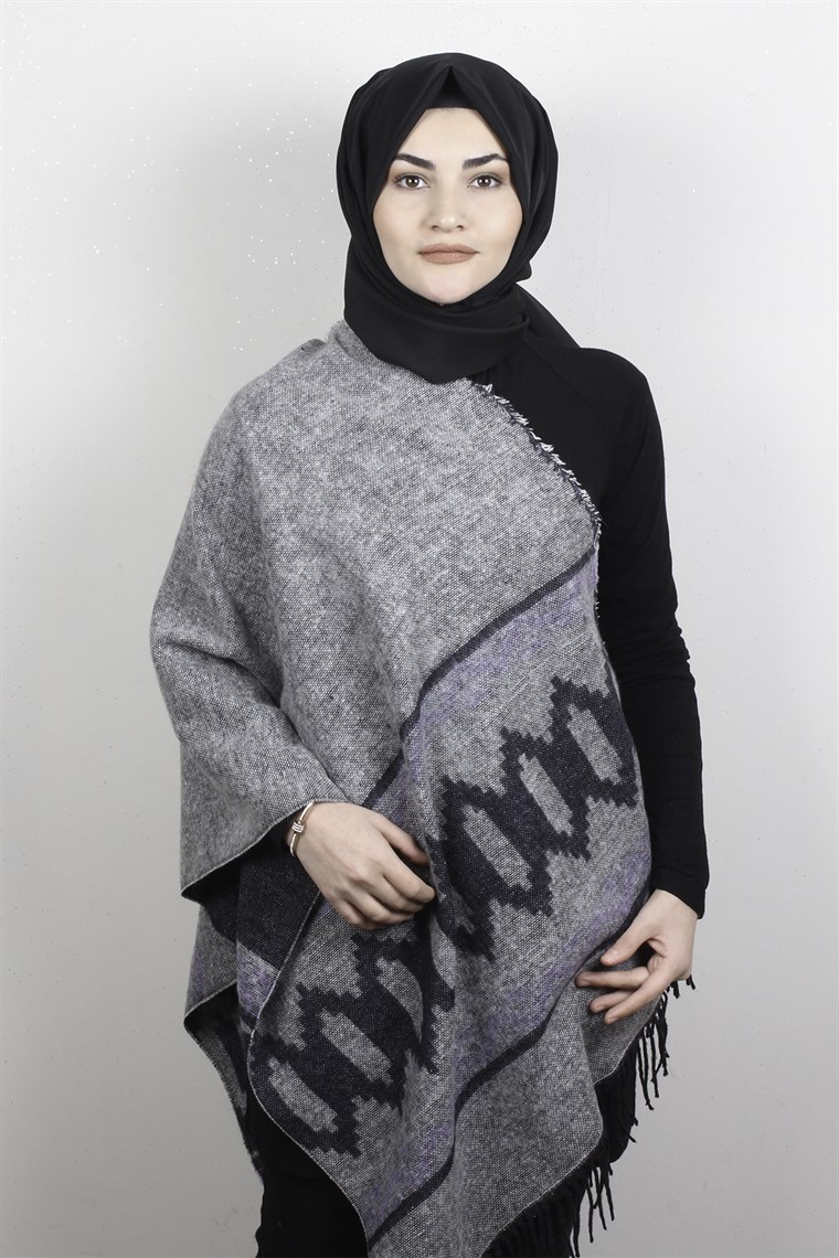 Geniş Omuz Şalı 5220-49 Gri