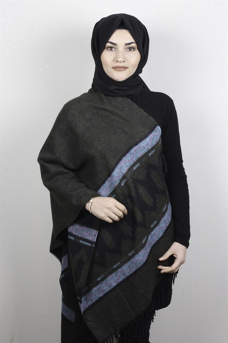Geniş Omuz Şalı 5220-51 Haki
