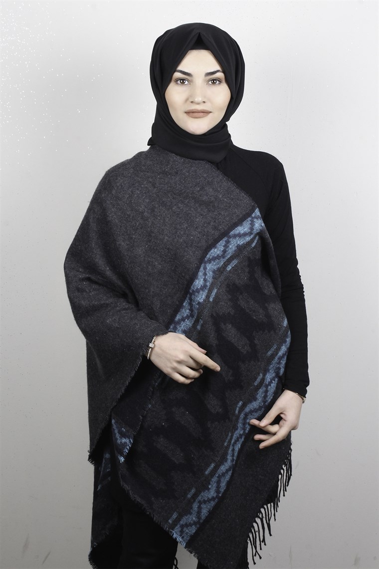 Geniş Omuz Şalı 5220-52 Antrasit
