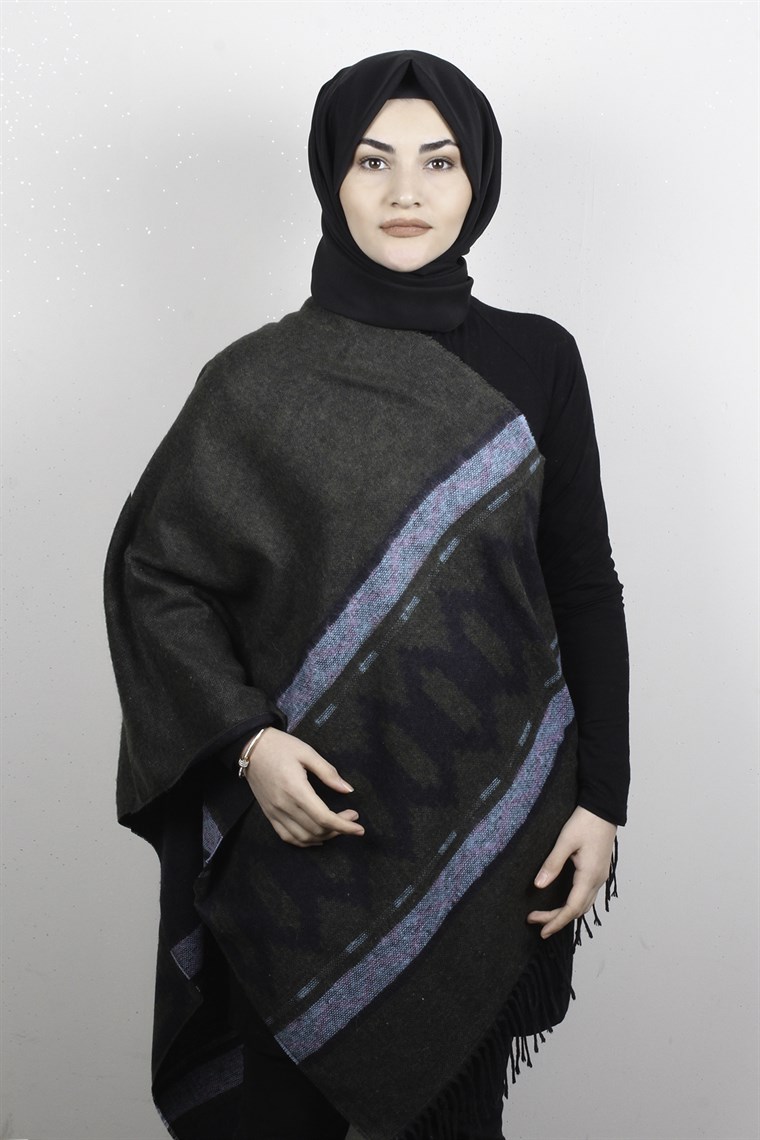 Geniş Omuz Şalı 5220-54 Haki