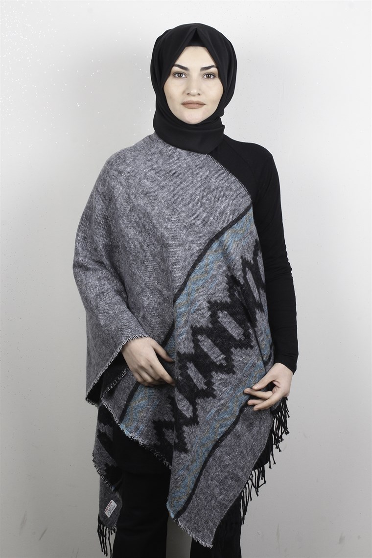 Geniş Omuz Şalı 5220-55 Gri