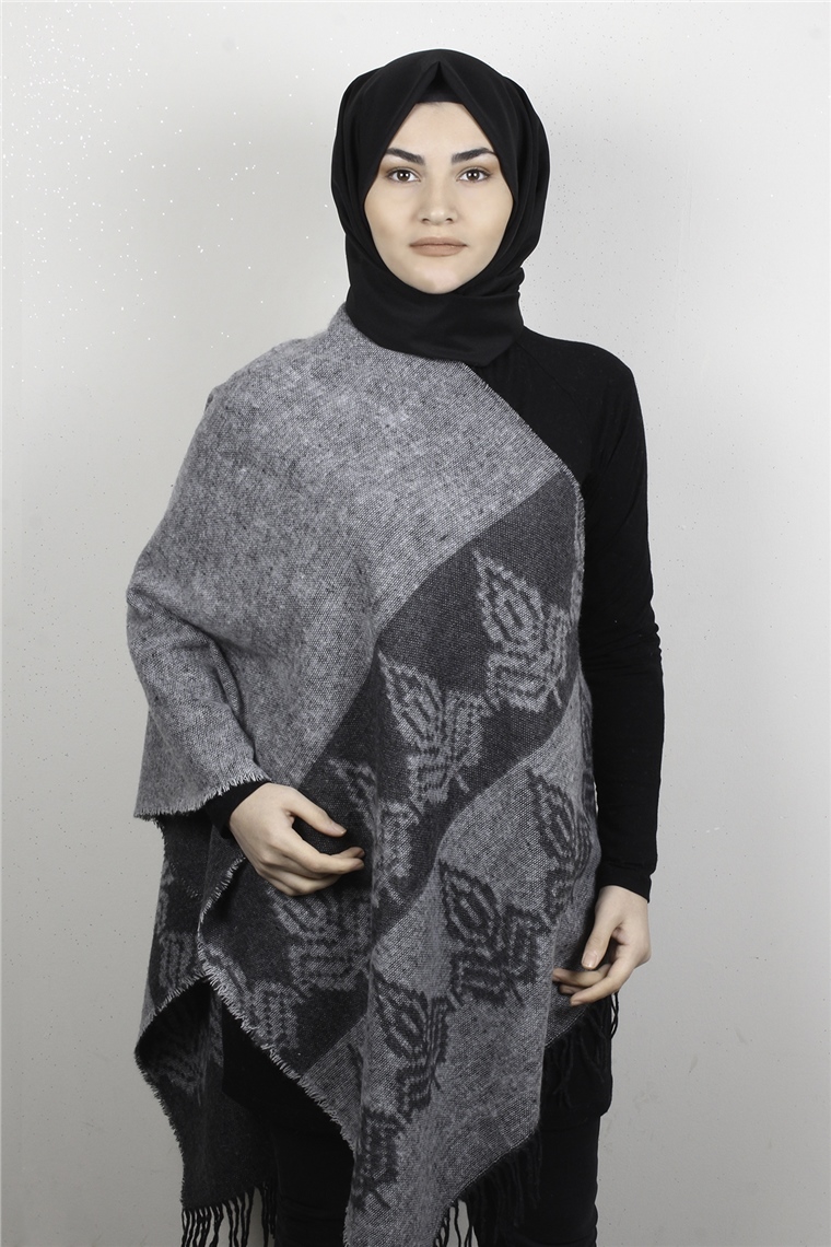Geniş Omuz Şalı 5220-61 Gri