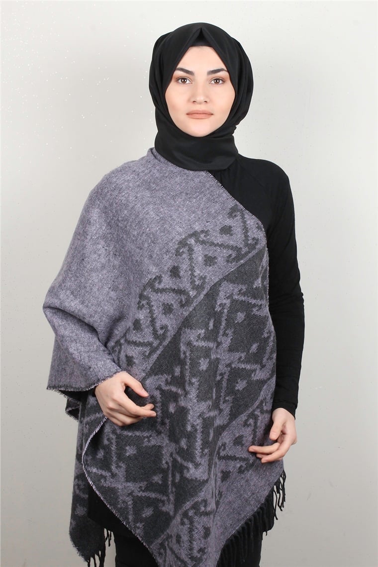 Geniş Omuz Şalı 5220-63 Lila