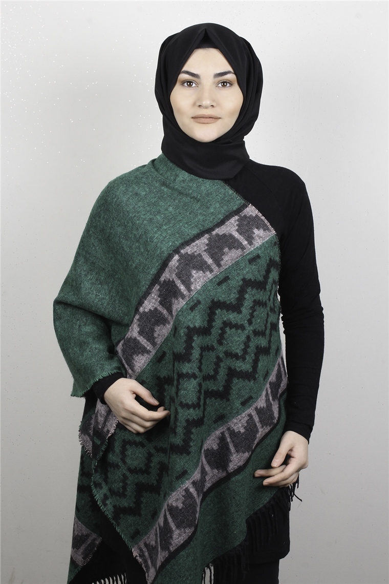 Geniş Omuz Şalı 5220-64 Yeşil